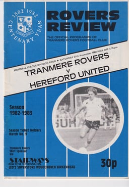 Tranmere Rovers v Hereford United Match Programme 1982-11-27